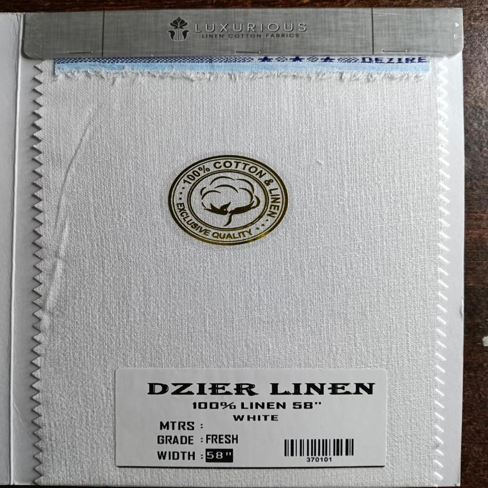 Cotton Linen Shirtng Fabric 58" - Color: White Colour