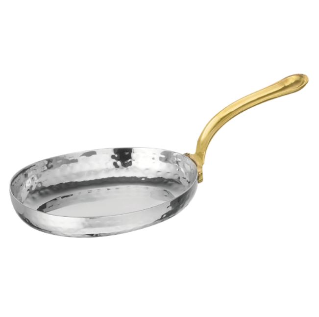 Oval Pan - Long Golden Handle - Color: Silver