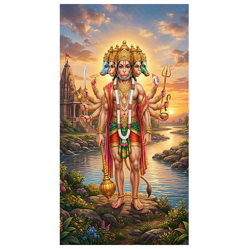 NA-1653 Crystal Diamond Ram And Hanuman Tile