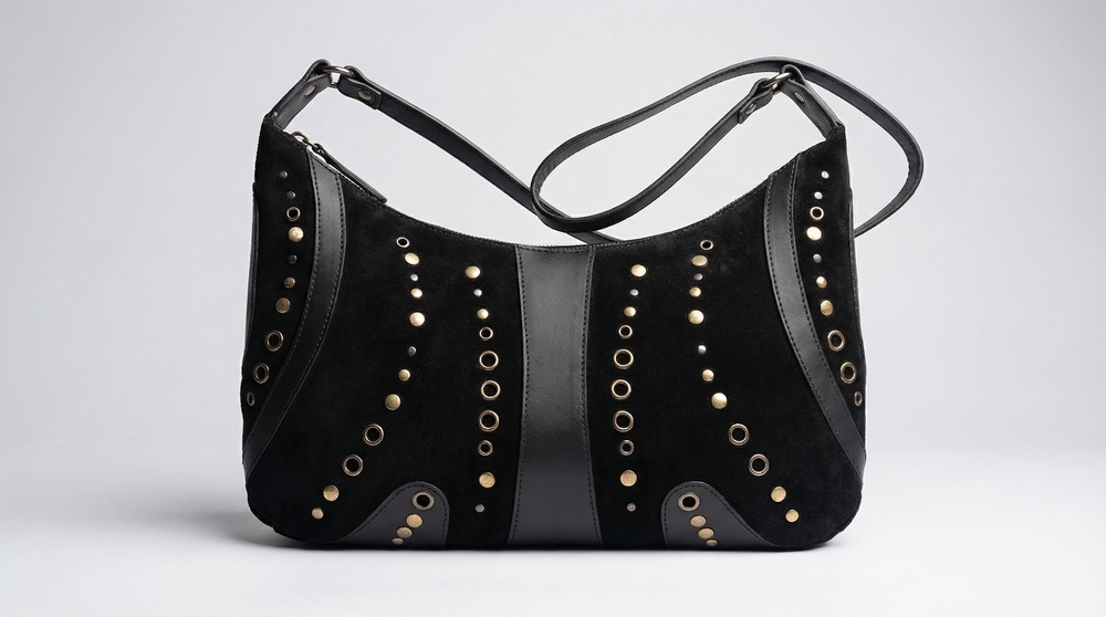 The Onyx Rivet Hobo Bag