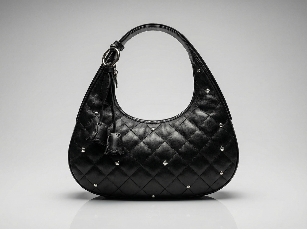 The Obsidian Studded Crescent Bag