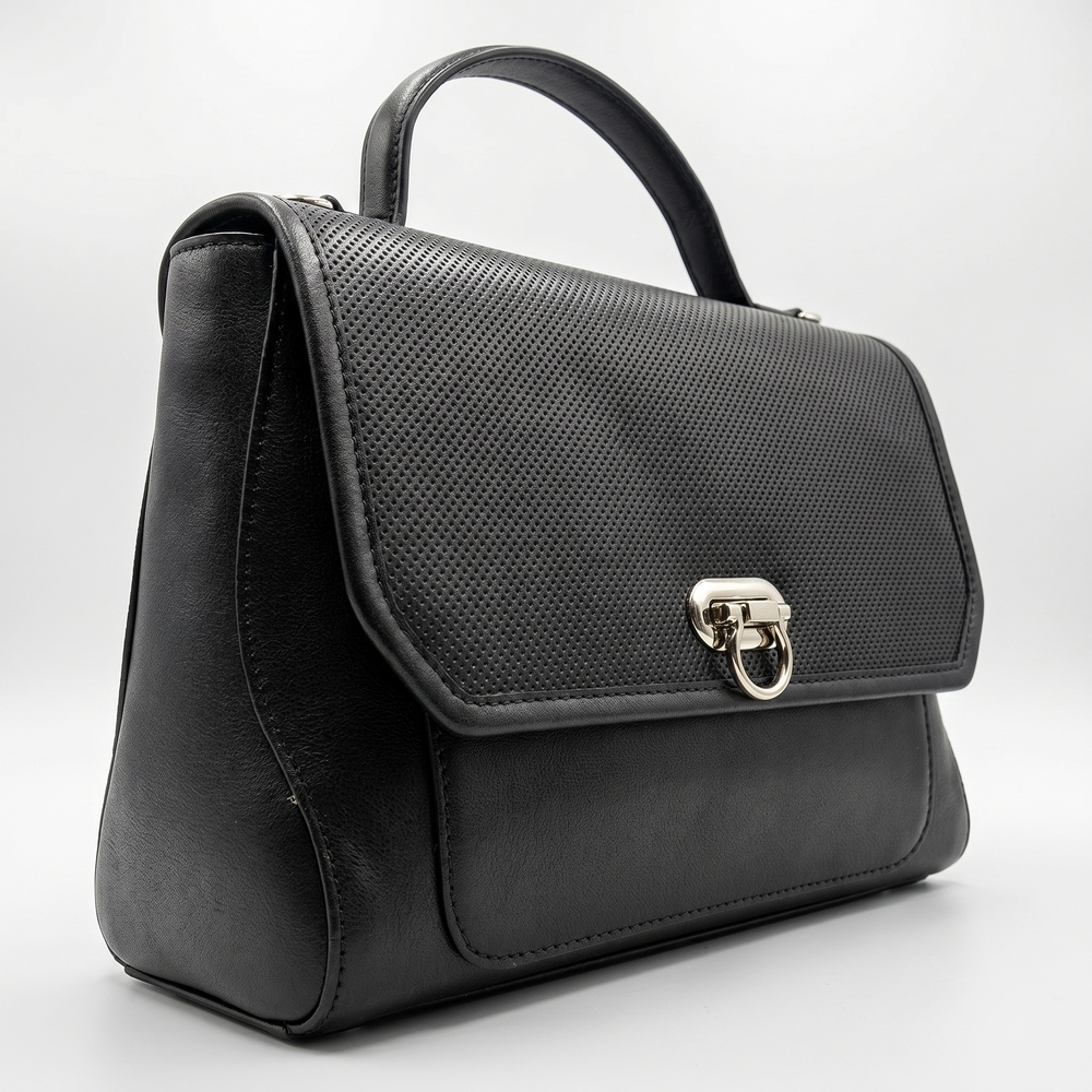 The Noir Perforated Satchel Bag