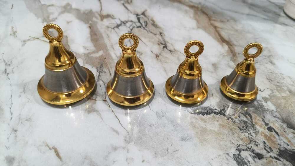 Gold Polished 2 Ton Pooja Hand Hanging Bell