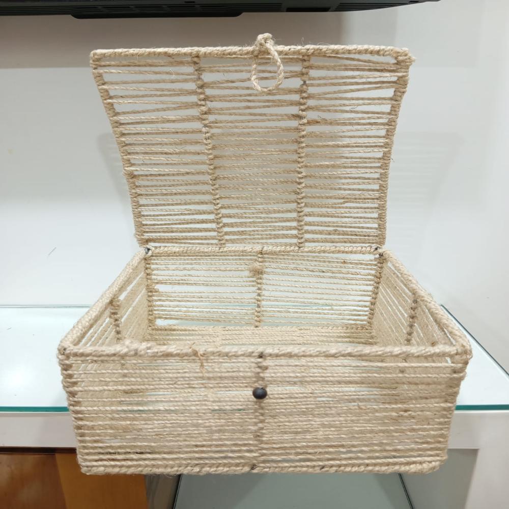 Storage Box - Medium Wicker/rattan 14x14x10 Inches, Natural Beige, Stackable With Hinged Lid