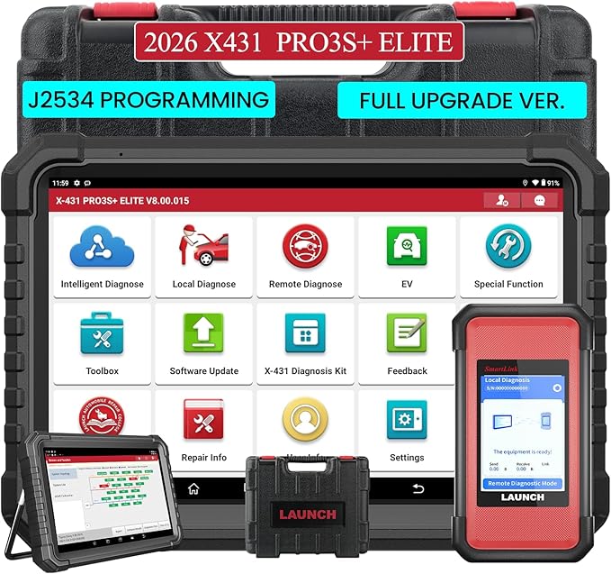 LAUNCH X431 PRO3S+ Elite, 2026 Bidirectional Scan Tool with J2534 Protocols