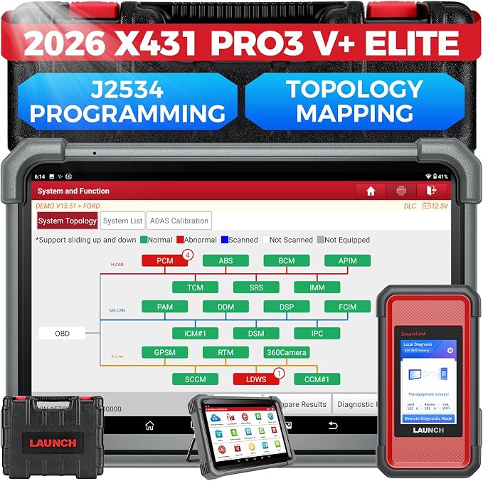 Launch X431 PRO3 V+ Elite SmartlinkC Bidirectional Scan Tool J2534 Protocol