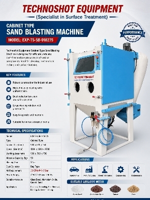 Cabinet Type Sand Blasting Machine - Color: Blue And White