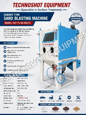 Cabinet Type Sand Blasting Machine - Color: Blue And White