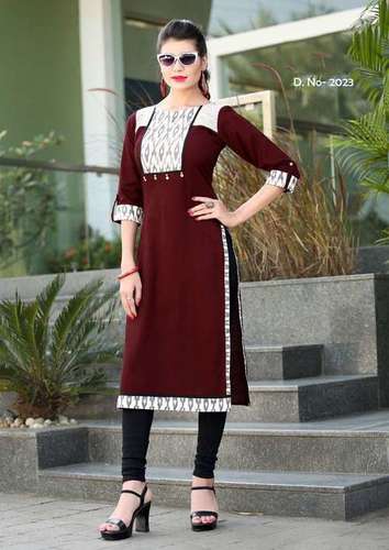 Designer Linen Cotton Kurtis - M L XL XXL XXXL, Multi Color, Printed Straight Kurti, Full Sleeves, All Season Wear | Ethnic Indian Style, Dry Clean & Washable