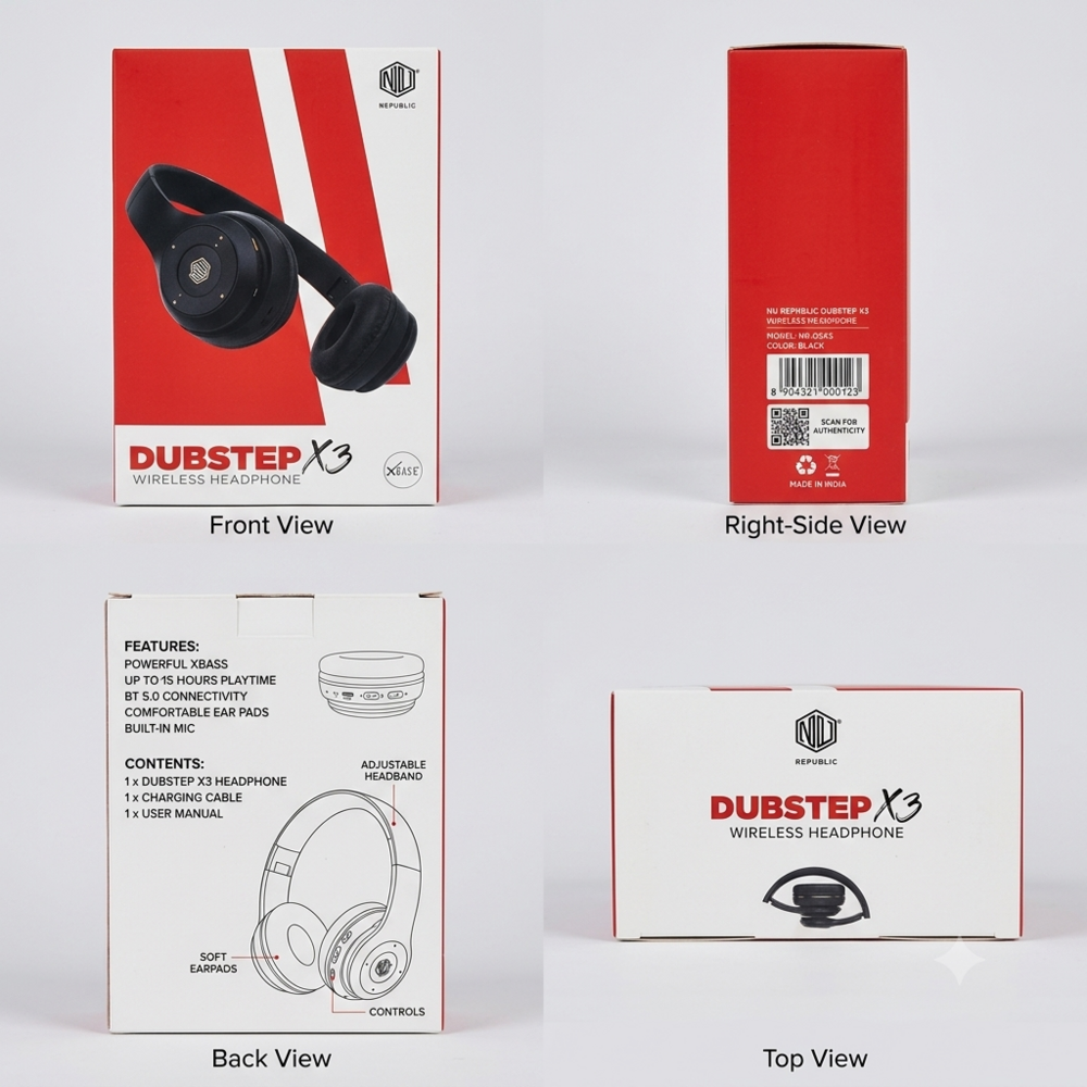 Dubstep X3 Wireless Headphone - Body Material: Plastic