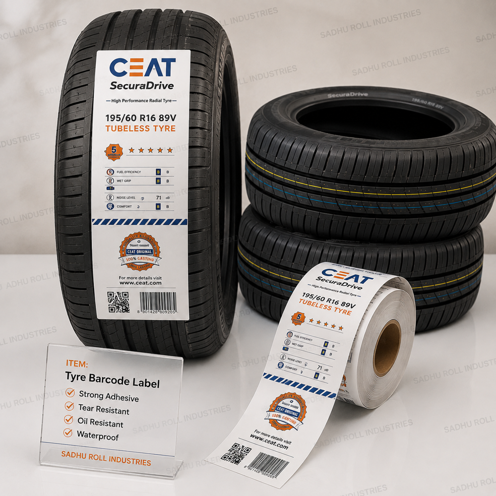 Tyre Label (Tyre Barcode Labels) - Coating Type: Gloss