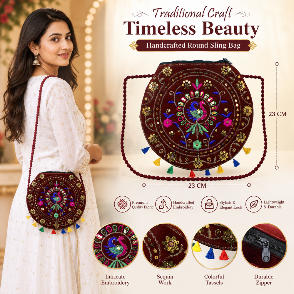 Women Festive Embroidered Sling Bag