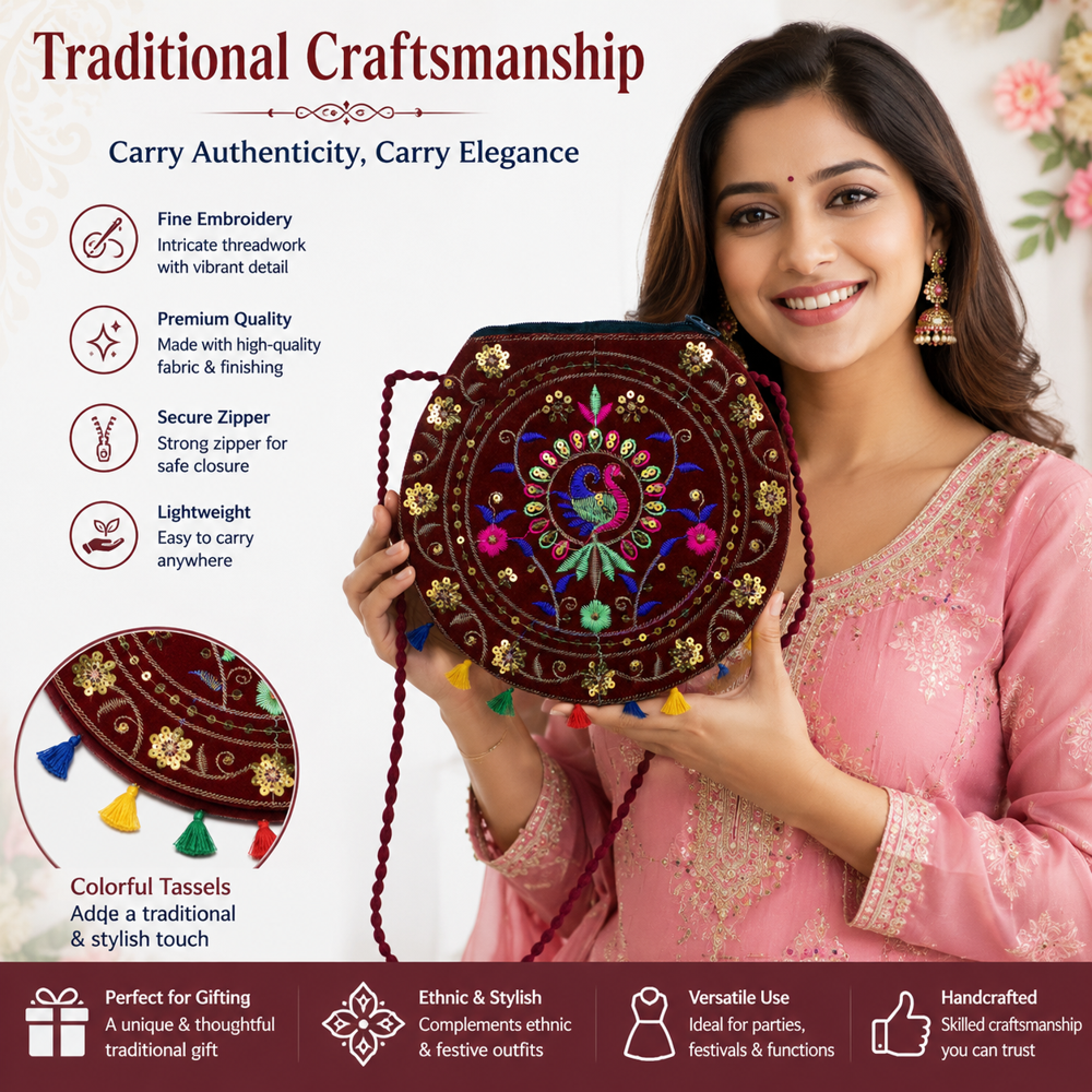 Ethnic Handwork Crossbody Purse for Women