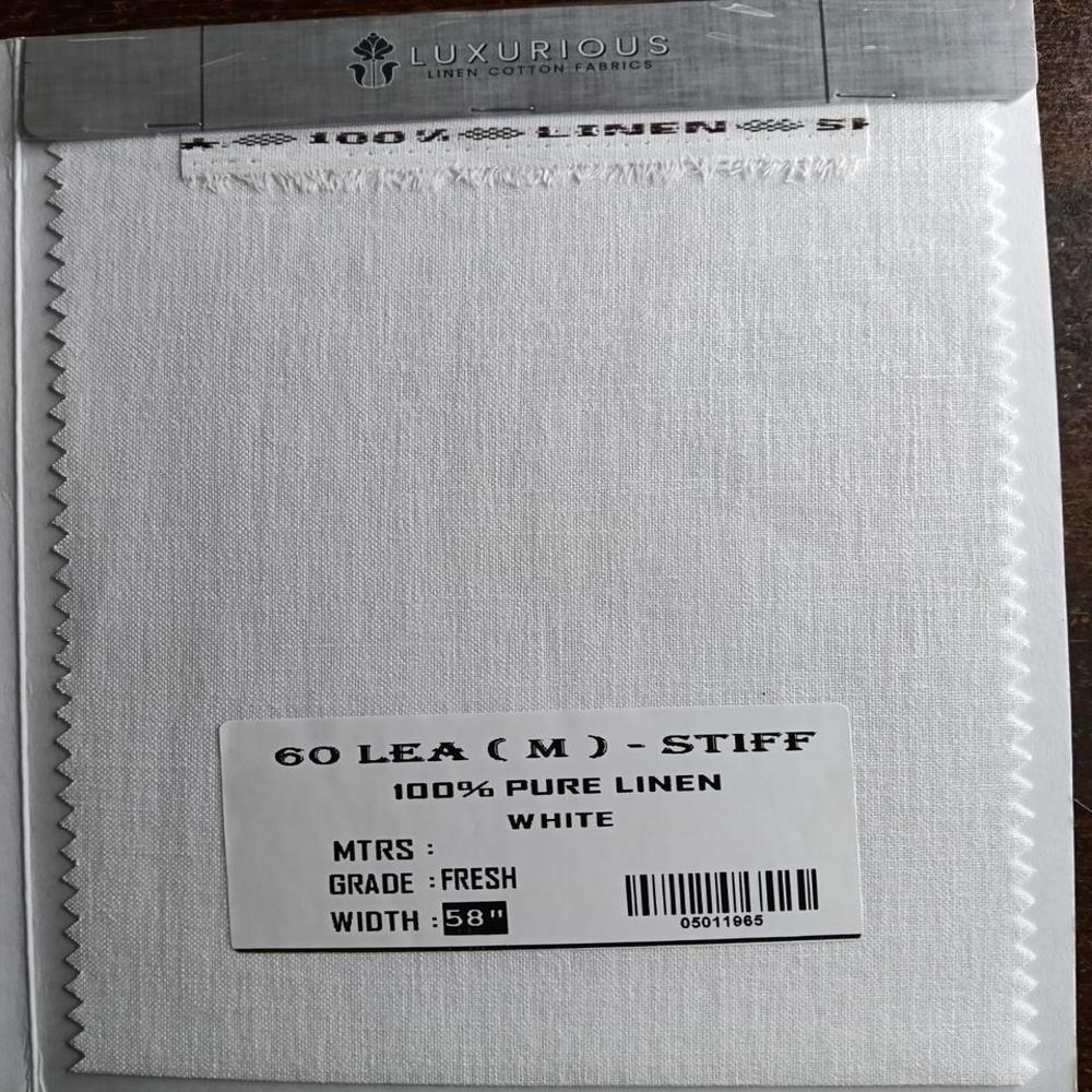 60 Lee Cotton Linen Shirting Fabric 58" - Color: White Colour