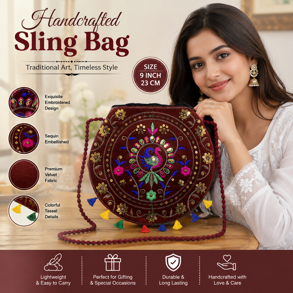 Women Traditional Round Sling Bag