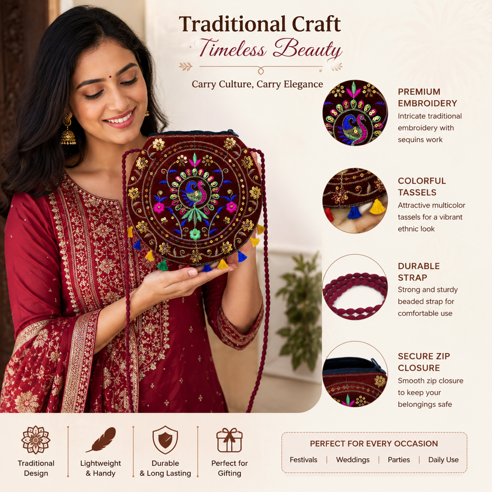 Peacock Handwork Sling Bag for Women