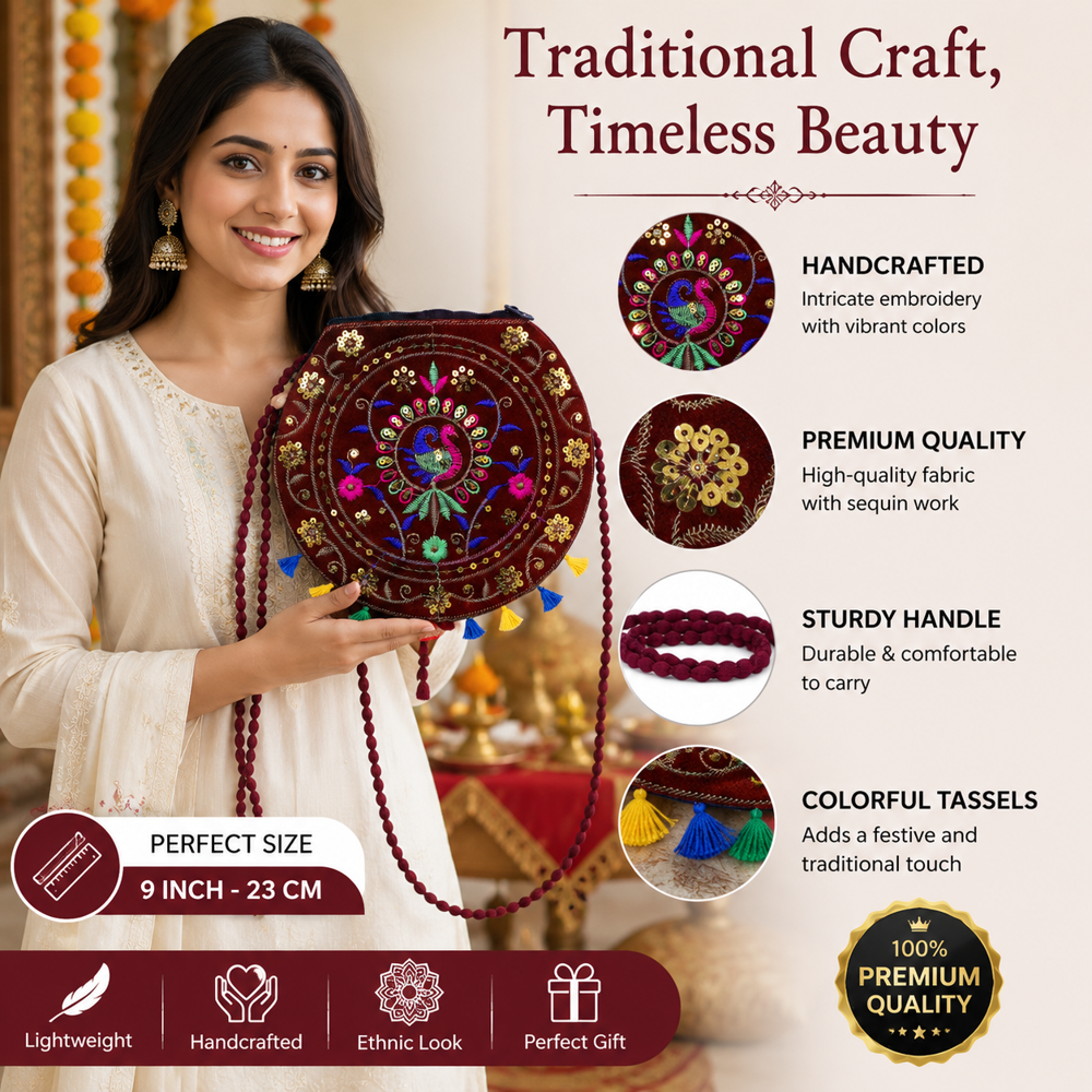 Traditional Maroon Crossbody Sling Purse