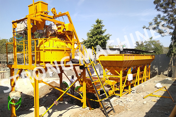Commercial Mobile concrete batching plant with pan mixer