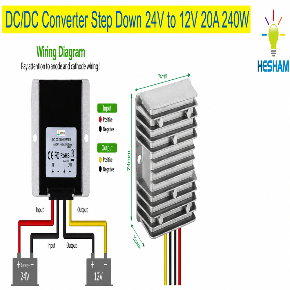 DC/DC Converter Step Down 24V to 12V 20A 240W