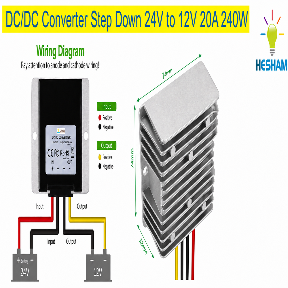 DC/DC Converter Step Down 24V to 12V 20A 240W