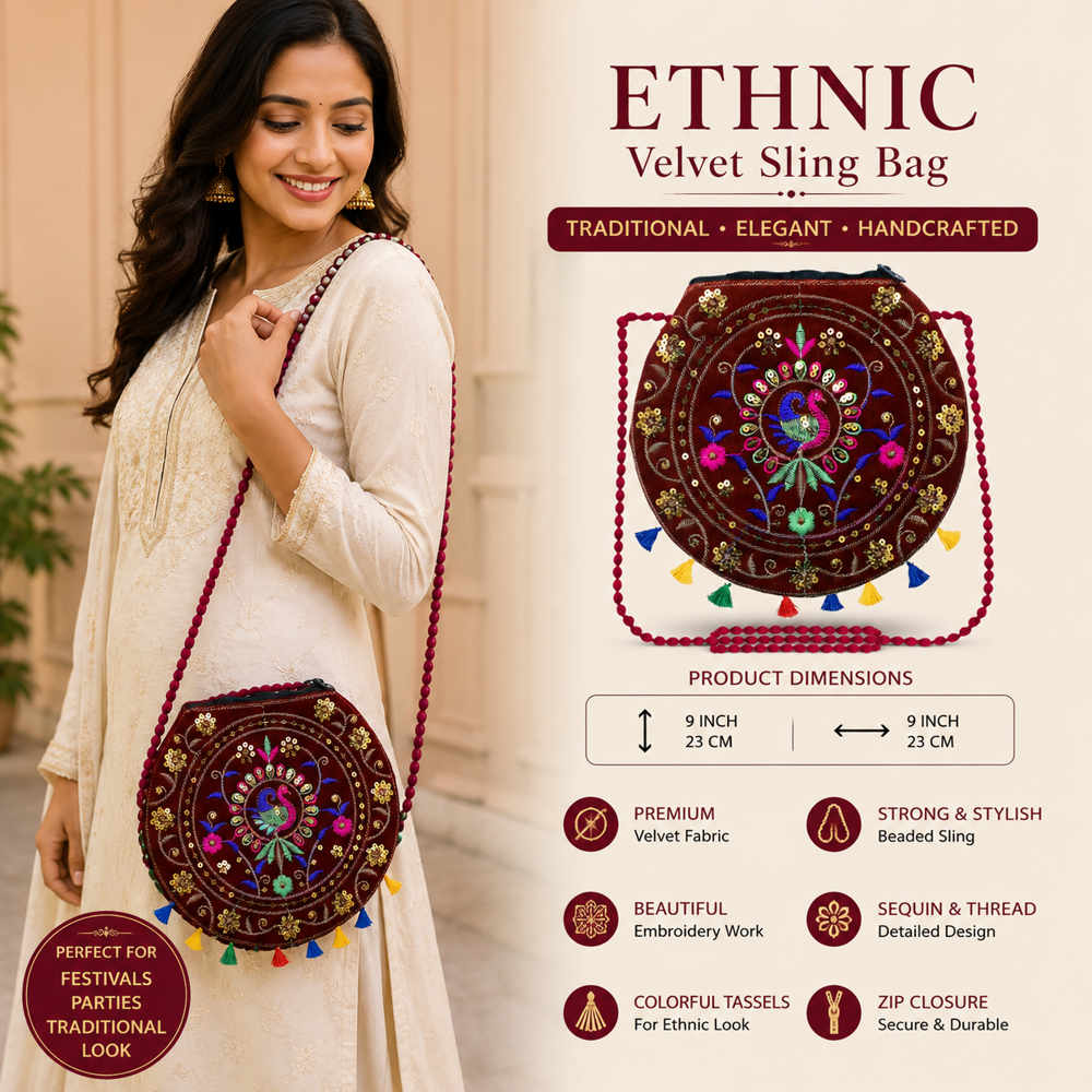 Traditional Embroidered Shoulder Purse