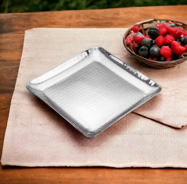 Ceramic Square Platter - Color: Silver