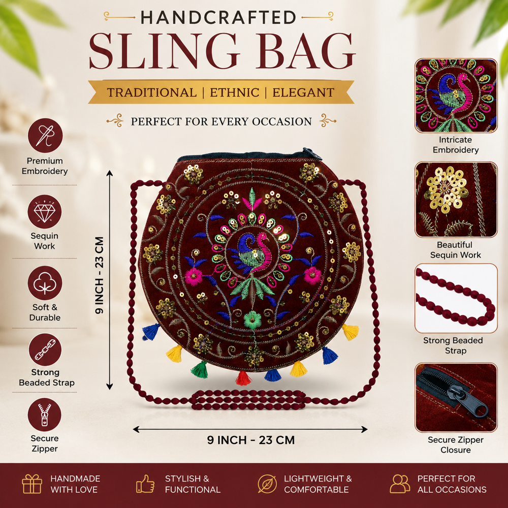 Ethnic Peacock Sling Bag for Ladies