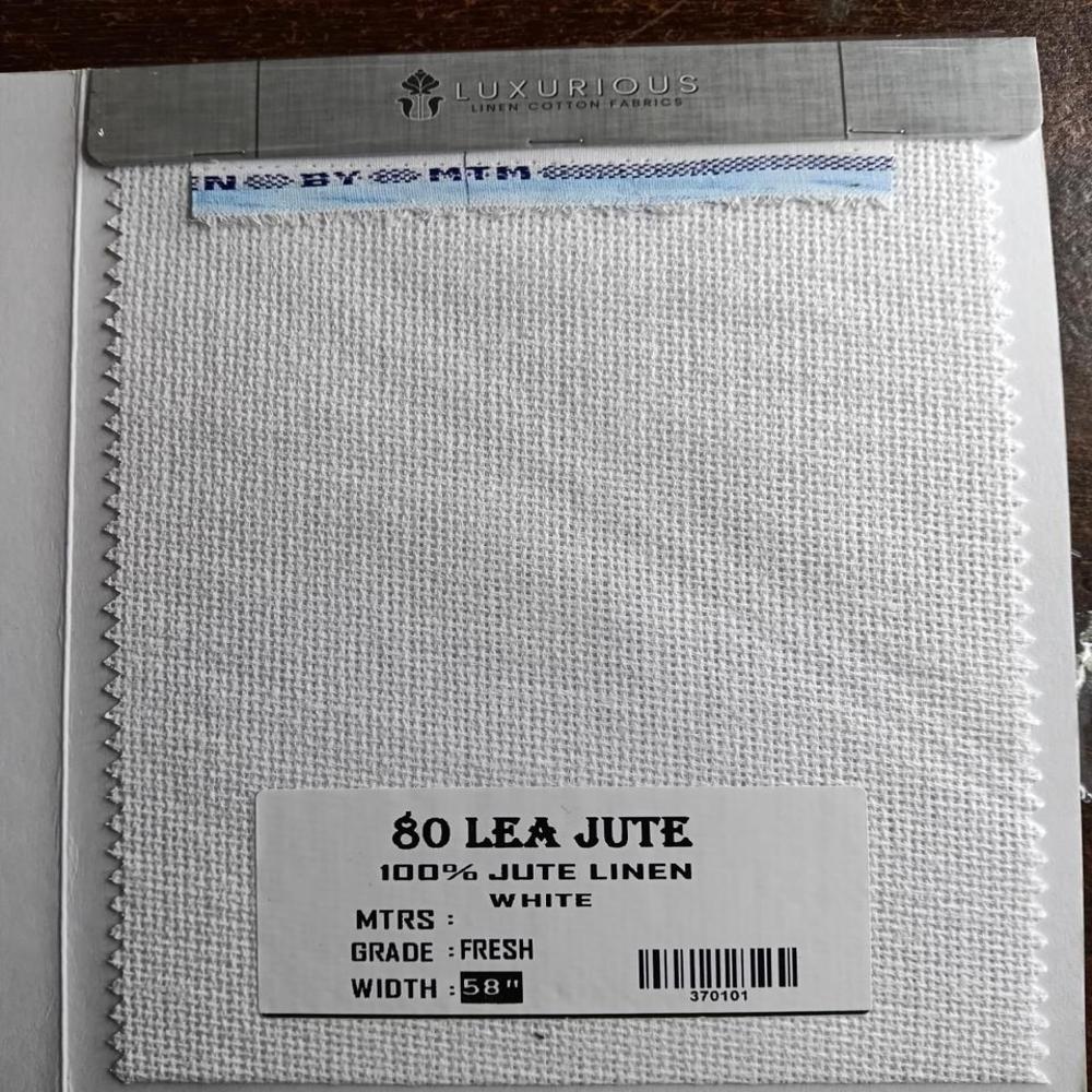 80 Lee Cotton Linen Jute Shirting Fabric 58" - Color: White