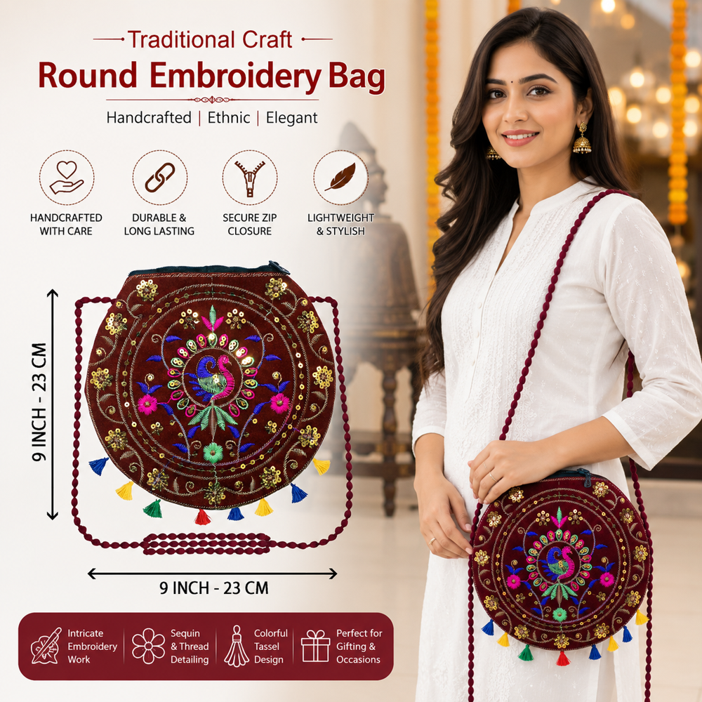 Embroidered Crossbody Purse for Girls