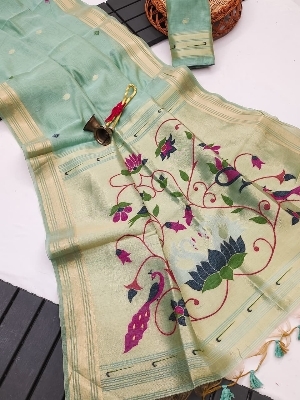 Soft Moga Cotton Paithani Saree - Occasion: Traditional