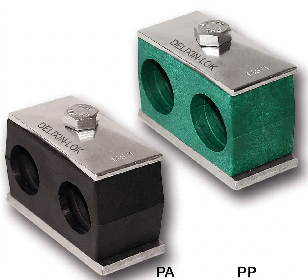 DOUBLE HOLE TUBE CLAMP