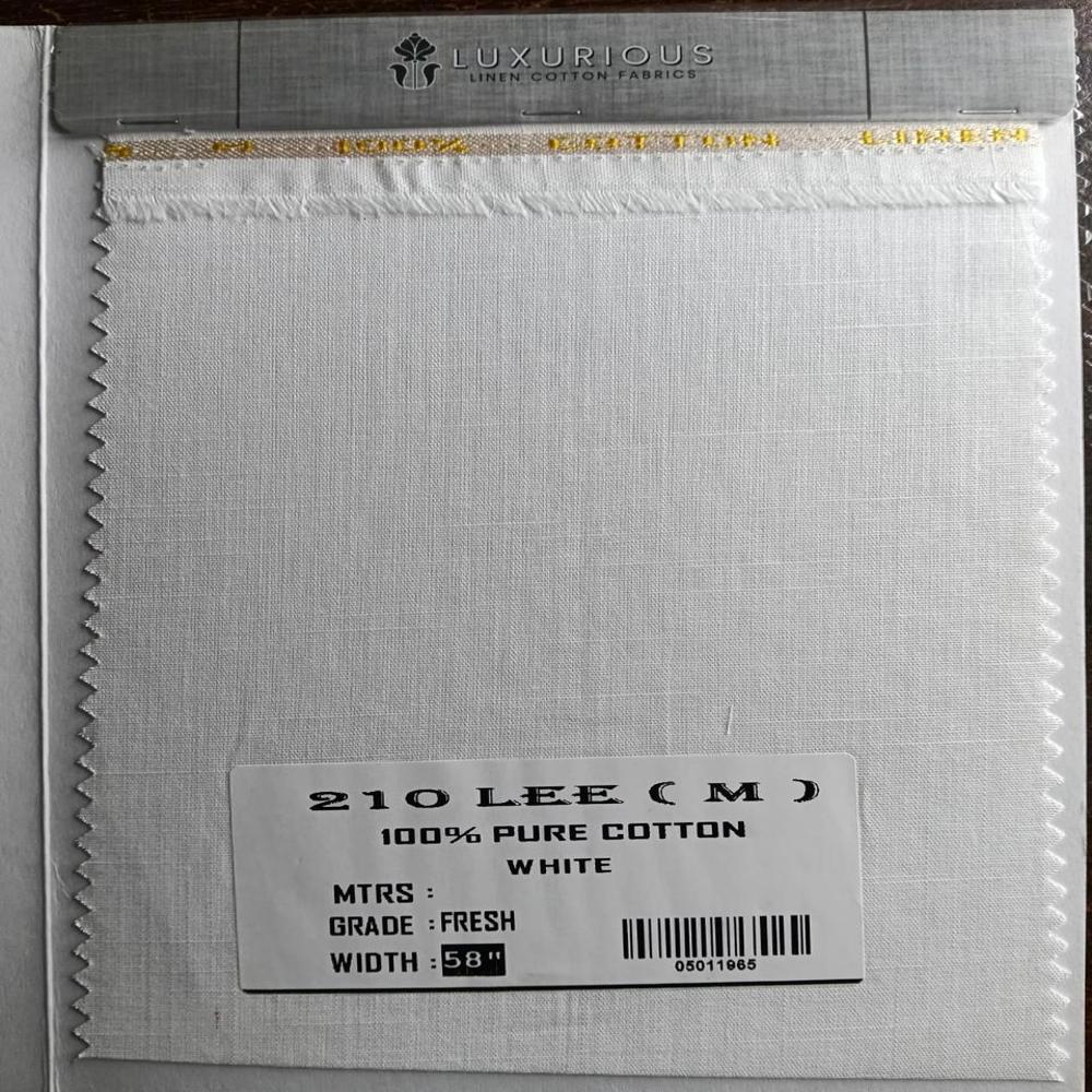 210 Lee Cotton Linen Shirting Fabric 58" - Color: White