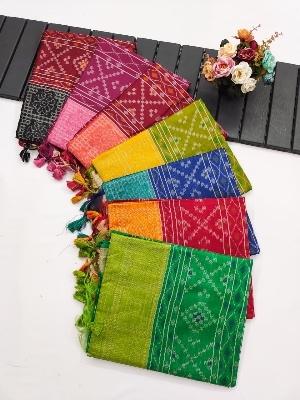 Soft Desi Raw Silk Saree - Work Type: Resam Embroidery