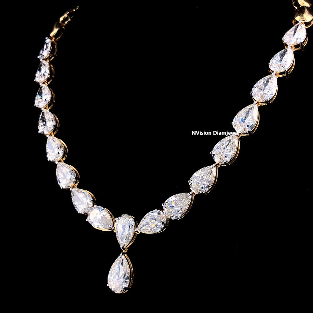 Bridal LabGrown Solitaire Pear Diamond Necklace