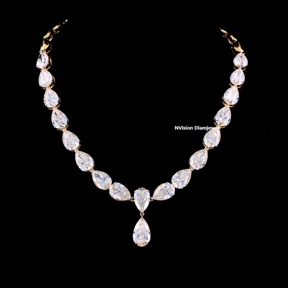 Bridal LabGrown Solitaire Pear Diamond Necklace