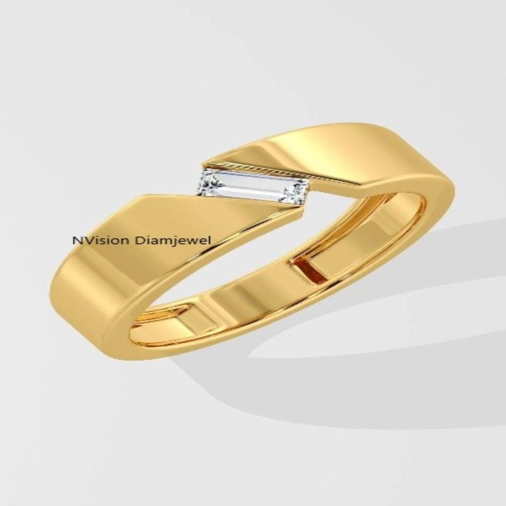 0.50 Ct Baguette Natural Diamond Mens Gold Ring