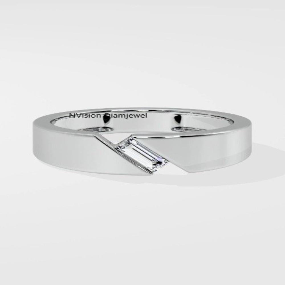0.50 Ct Baguette Natural Diamond Mens Gold Ring