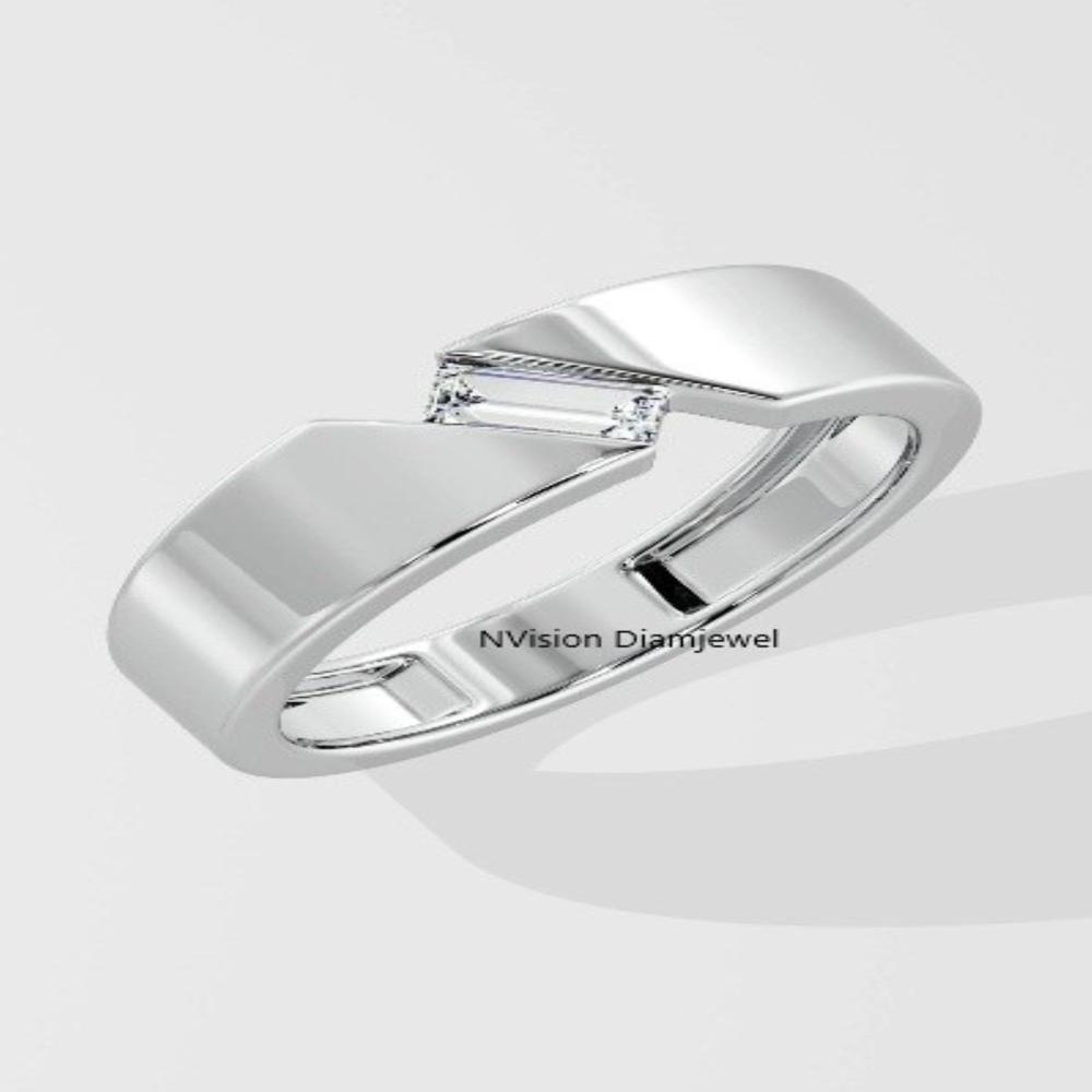 0.50 Ct Baguette Natural Diamond Mens Gold Ring