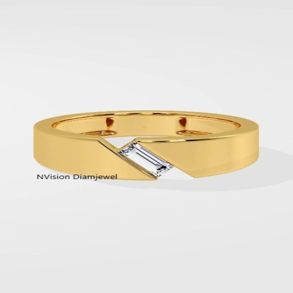 0.50 Ct Baguette Natural Diamond Mens Gold Ring
