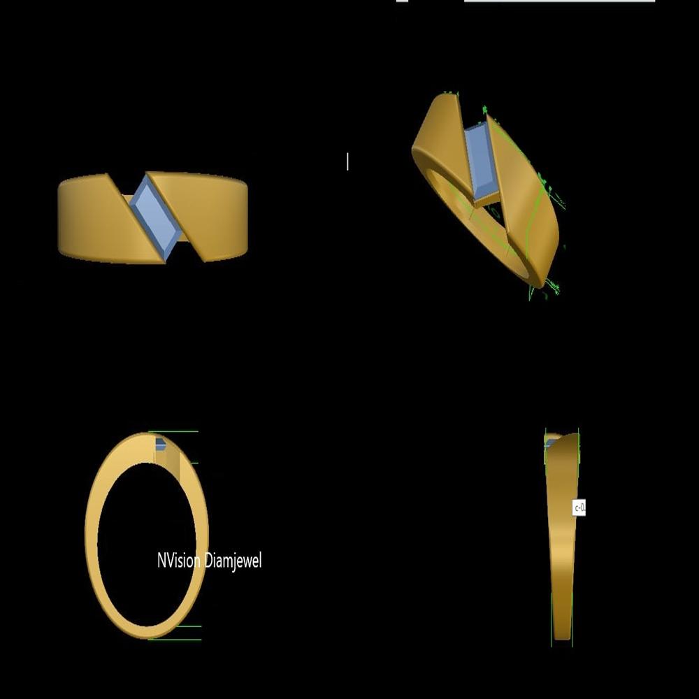 0.50 Ct Baguette Natural Diamond Mens Gold Ring