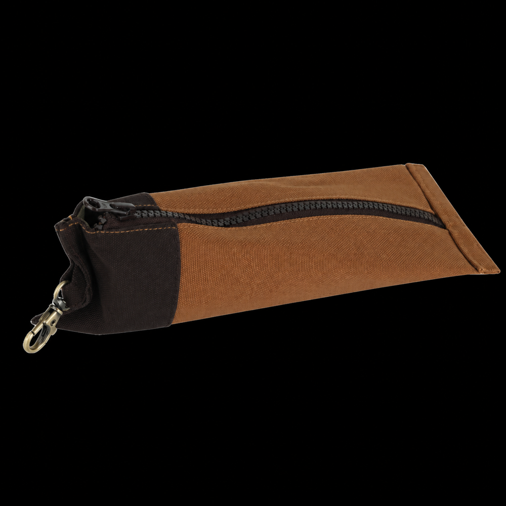Tan & Brown Canvas Pencil Pouch with Clip