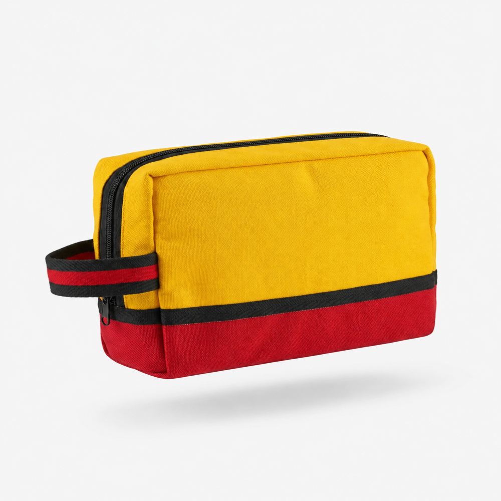 Yellow & Red Colorblock Canvas Pouch