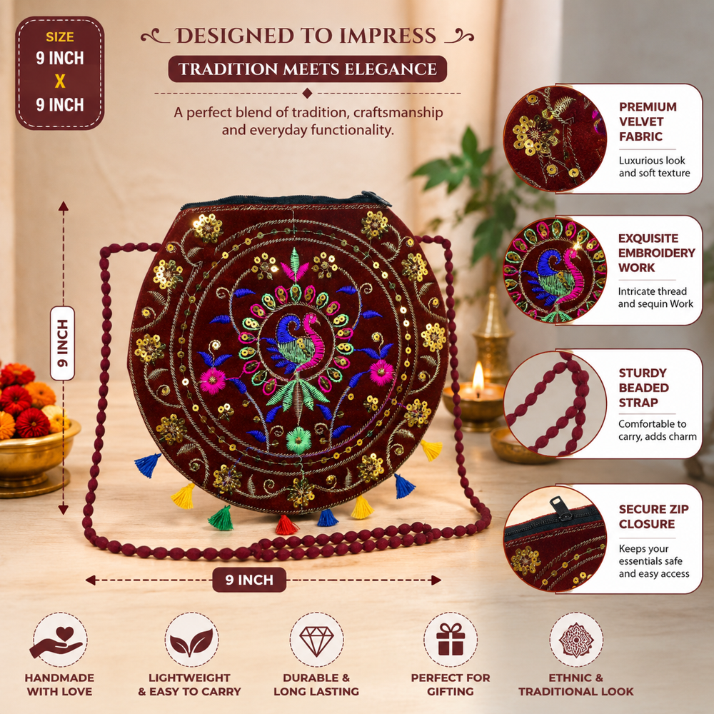 Ethnic Peacock Shoulder Bag for Women