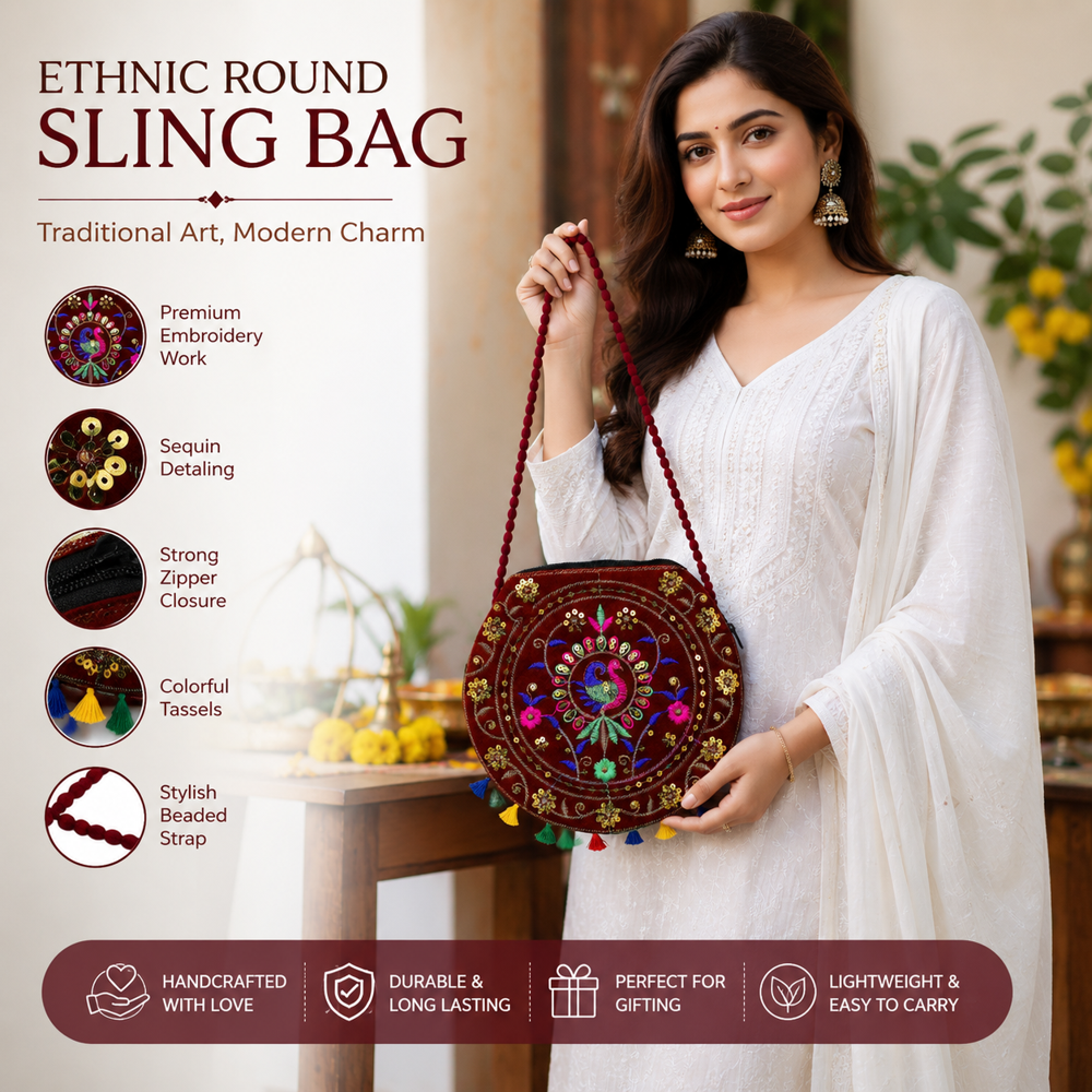 Ethnic Peacock Shoulder Bag for Women