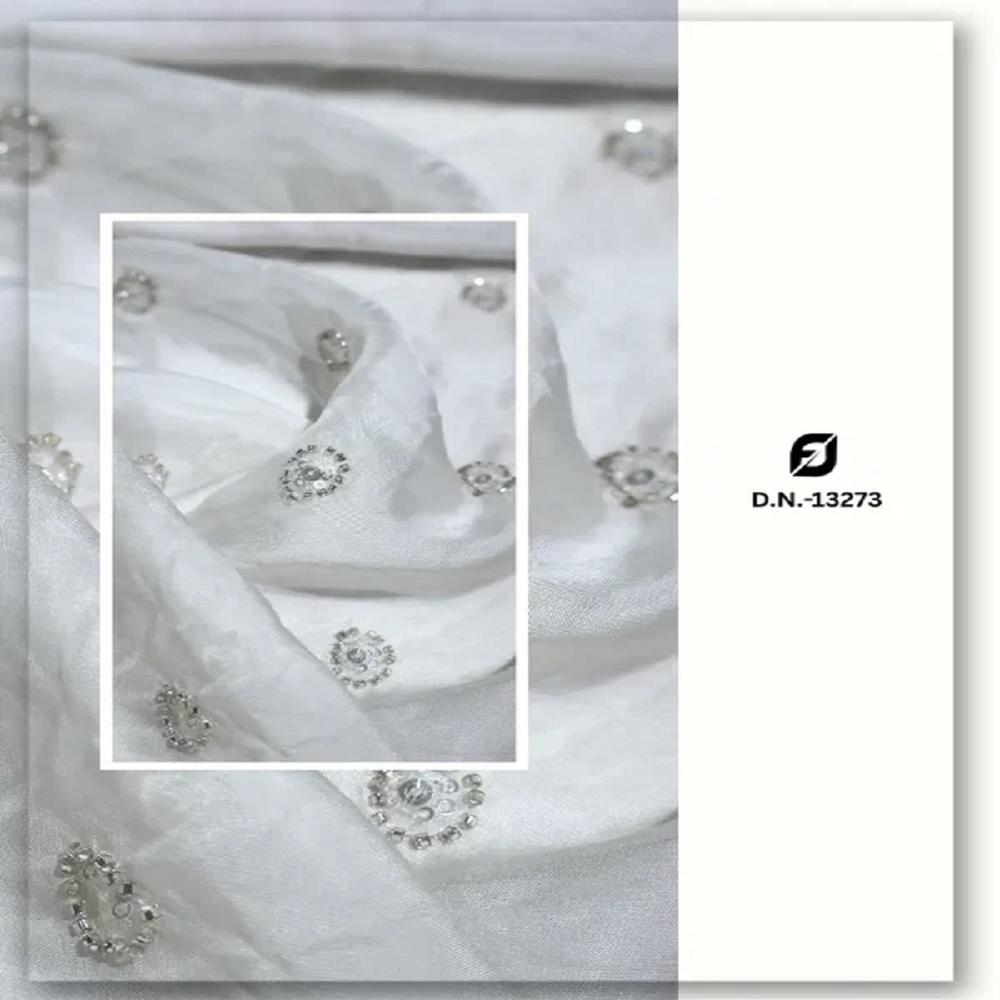 Beaded Butti Embroidery Organza Fabric