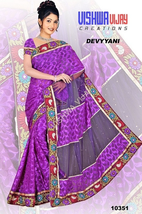 (Devyani) नेट पल्लू ब्रासो साड़ियाँ