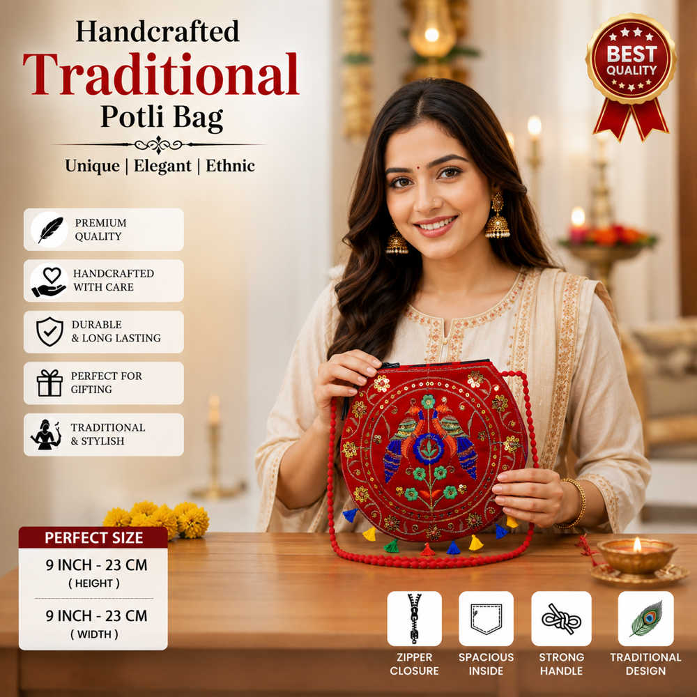 Traditional Embroidered Sling Bag for Women & Girls