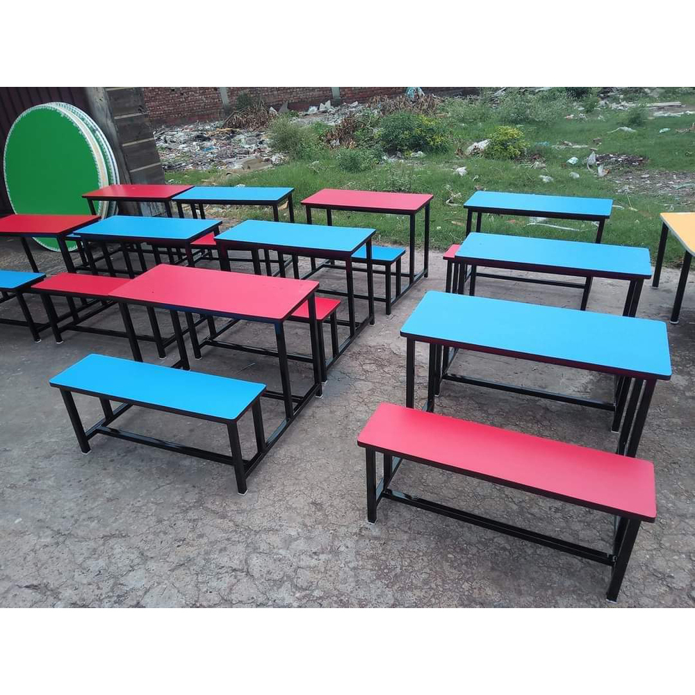 Two Seater Metal And Wooden School Desk