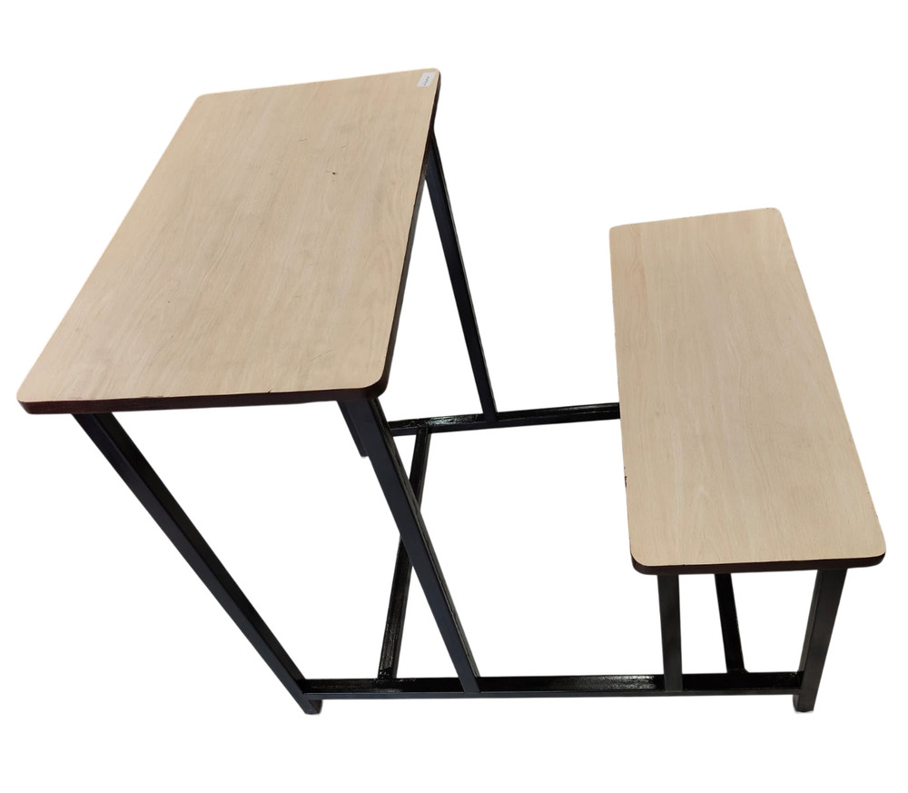 Sturdy Wooden And Black Metal Dual Desk