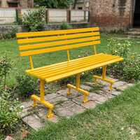 Bright Yellow Mild Steel Outdoor Garden Bench